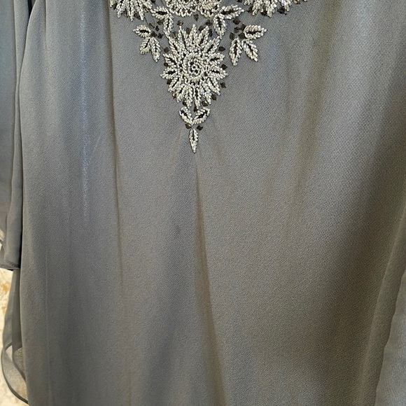 Adrianna Papell Embellished Tunic Sheer Blouse l SIZE L - Picture 10 of 11